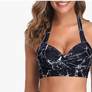 XS Tempt Me bikini top ☆ Marbled black & white NWT. Beautiful